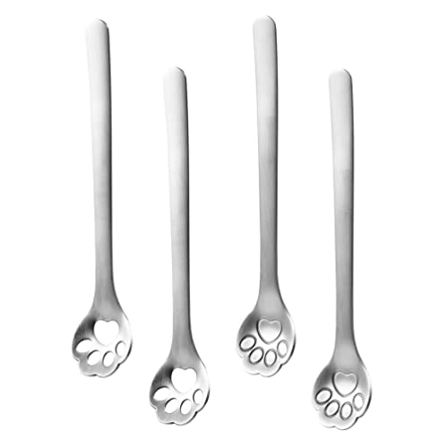 4 Stück Edelstahl Katzenpfoten Kaffeelöffel Set, Rostfrei Und Langlebig, Perfekt Für Kaffee, Tee Und Getränke, 14.8 Cm von UPKOCH