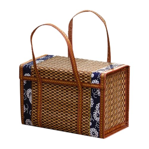 Seegras Korb Mit Deckel Picknickkorb Obstkorb Rattan Korb Einkaufskorb Weidenkorb Geflochtener Korb mit Deckel Henkelkorb Präsentkorb Geschenkkorb Aufbewahrungskorb von UPKOCH