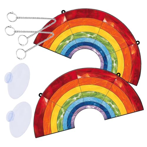 UPKOCH 1 Satz Buntglasplatte Fenster Wand Dekorationen im Freien Sonnenfänger Prisma Prismenanhänger aus Glas dekorative hängende Verzierung hängende Außendekoration Heimdekoration Acryl von UPKOCH