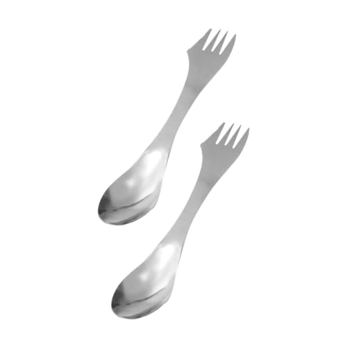 UPKOCH 1 Satz Dessertlöffel Geschirr Enthalten Essen Kochen Splitter Utensilien Besteck Mehrzwecklöffel Tragbarer Löffel Dreizwecklöffel Silver Rostfreier Stahl 2 Stück von UPKOCH