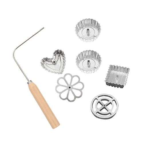 UPKOCH 1 Satz Frittierte Formen Frittiertes Metallblumenrosette Waffelform Rosette Waffeln Formen Rosettenwaffel Eisen Mini Waffeleisen Timbale-form Bunuelo Haushalt Geschirr Holz von UPKOCH