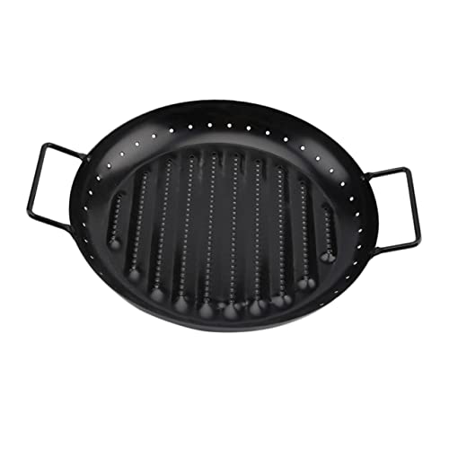 UPKOCH 1 Stück Gegrilltes Fleischgericht Grillplatte rund Runde Grillpfanne braten im Freien Runde Backpfanne Backgeschirr für zu Hause BBQ-Grillplatte Kohlenstoffstahl Schwarz von UPKOCH