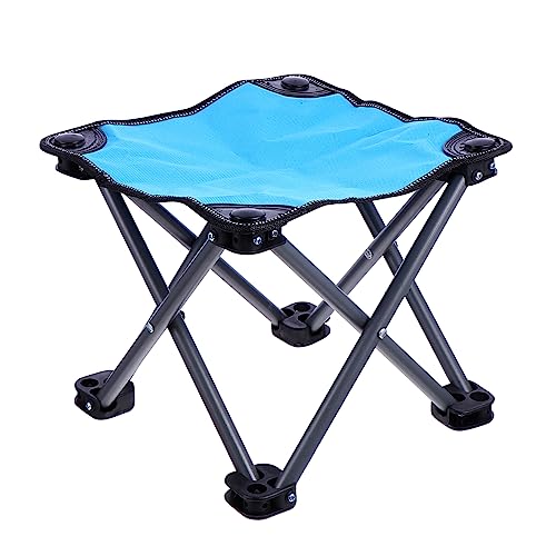 UPKOCH 1 Stück Outdoor-klappstuhl Angelsitz Im Freien Tragbarer Klappstuhl Klein Leicht Zusammenklappbarer Anglerhocker Stühle Strand Picknick Tragbarer Stuhl Zurück Außen Blau Metall von UPKOCH