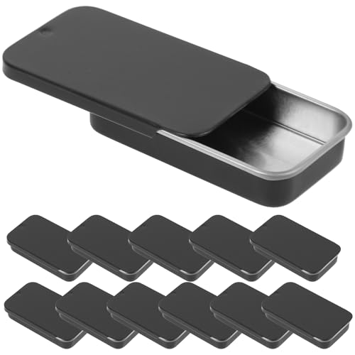 12 Stücke Mini Aufbewahrungsboxen Mit Schiebedeckel - Metallbox Für Bonbons, Balsam, Schmuck Und Kleine Gegenstände - 6X3.4X1Cm, Schwarz 12 Stücke Mini Aufbewahrungsboxen Mit Schiebedeckel - Metallbox Für Bonbons, Balsam, Schmuck Und Kleine Gegenstände - 6X3.4X1Cm, Schwarz von UPKOCH