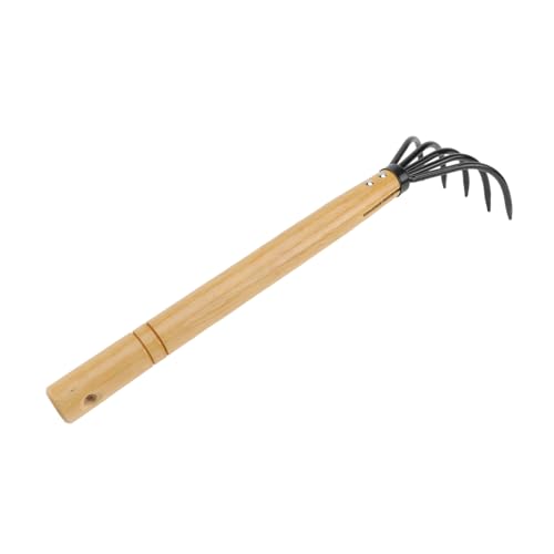 UPKOCH 1Stück Gartenrechen Hochfestem Kohlenstoffstahl mit Ergonomischem Holzgriff Robustes Reinigungszubehör für Garten Entfernen von Blättern und Gartenabfällen von UPKOCH