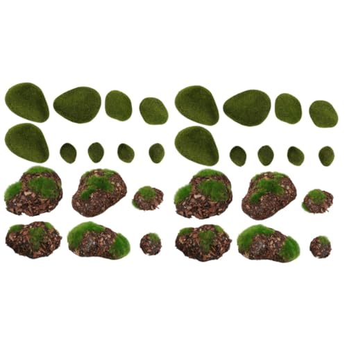 UPKOCH 2 Sätze Simulierter Moosstein Felsen Künstliches Pflanzenmoos Mooskugeln Fälschung Für DIY-pflanzenwandhandwerk Moosiges Ornament Beflockung Green 14 Stücke * 2 von UPKOCH