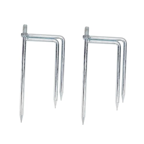 UPKOCH 2 Stück Angelschirme Sonnenschirme Outdoor Halter Schirmpfahl Stahlschirmständer Große Ständer Stabilisator Bodenschirm Winddicht Eisen Silber von UPKOCH