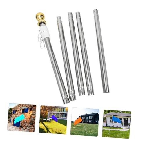 UPKOCH 2 Stück Fahnenmast mit Drehring Rostfrei Windfest Wetterbeständig Langlebiger Garten Flaggenstab für Terrasse und Außenbereich von UPKOCH