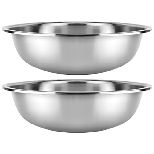 UPKOCH 2 Stück Gemüse-Waschschüssel Edelstahl-Waschbecken Runde Mahlzeit-Vorbereitungsschleife Altmodische Metallpfanne Obstsalat-Rührschüssel Für Die Küche von UPKOCH