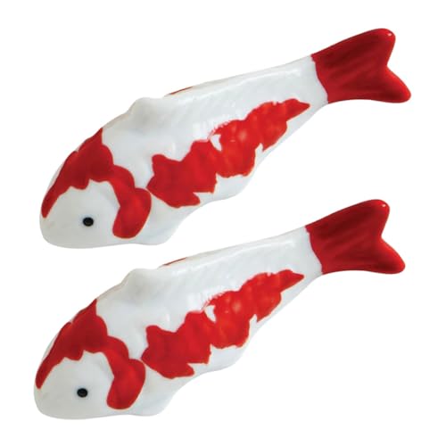 UPKOCH 2 Stück Keramik Aquarium Dekor Schwimmende Fisch Figuren Ornamente für Fischbecken Teich Deko Cartoon Stil Langlebig Sicher von UPKOCH