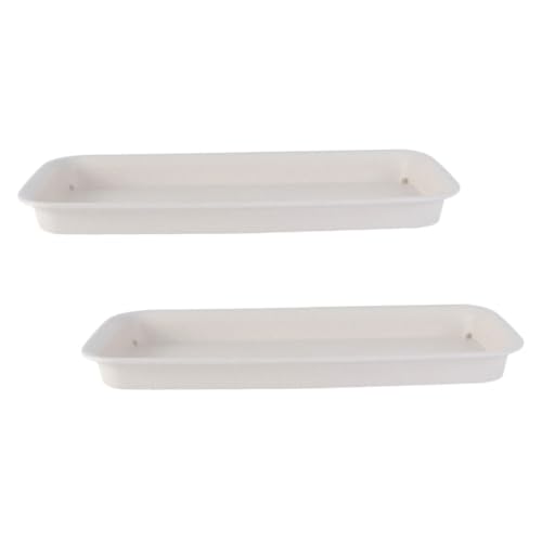 UPKOCH 2 Stück Pflanzuntersetzer Rechteckig aus Robustem Kunststoff Pflanzentropfschale mit Verbessertem Luftstrom und Wurzelentwässerung Beiger Pflanzentablett für Innen und Außenbereich von UPKOCH