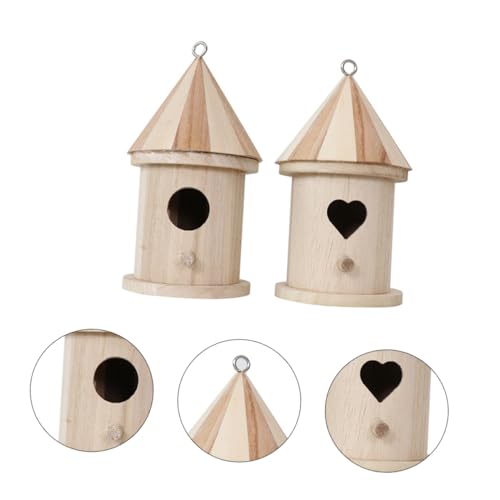 UPKOCH 2 Stück Praktisches Teiliges Holz Vogelnest mit Herz und Rundtür Kreatives Gartenornament für Kleine bis Mittelgroße Vögel Langlebig Leicht Wohn und Dekorationsplatz im Garten von UPKOCH