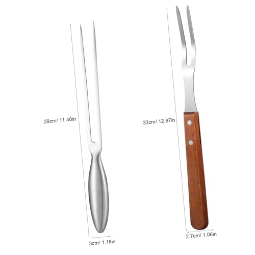 UPKOCH 2 Stück Teiliges Bbq Grillgabel mit Holzgriff und Edelstahlgriff und Spitz Zulaufend Robust Leicht zu Reinigen zum Servieren und Grillen von Fleisch von UPKOCH
