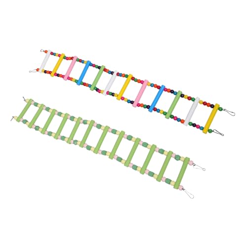 UPKOCH 2 Stück Vogel-Leiter Holz Macaron Farben Kletterspielzeug Schaukel Kombination für Papageien Wellensittiche Nymphensittiche Käfigzubehör Sicher und Pflegeleicht von UPKOCH