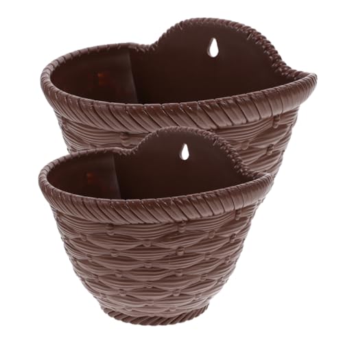 UPKOCH 2 Stück Wand Pflanzgefäß Imitation Rattan Hängender Blumentopf für Balkon Garten und Zuhause Dekorative Wandpflanzer Stabilem von UPKOCH
