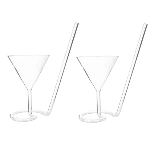 UPKOCH 2Pcs Spiral Cocktailglas Kreatives Weinglas mit Strohhalm Transparenter Weinglasweinbecher (Transparent) von UPKOCH