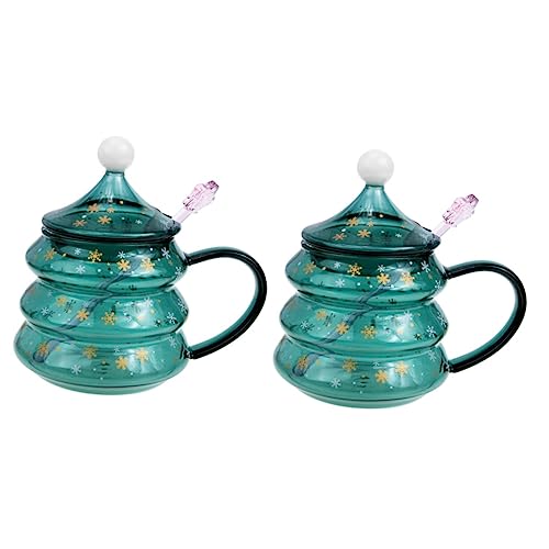UPKOCH 2st Weihnachts Baum Trinkbecher Cappuccino-tasse Trinkgeschirr Kaffeetasse Weihnachtskaffeebecher Kinder Weihnachtsbecher Neuheit Tasse Hohes Borosilikat Glas Milchbecher von UPKOCH