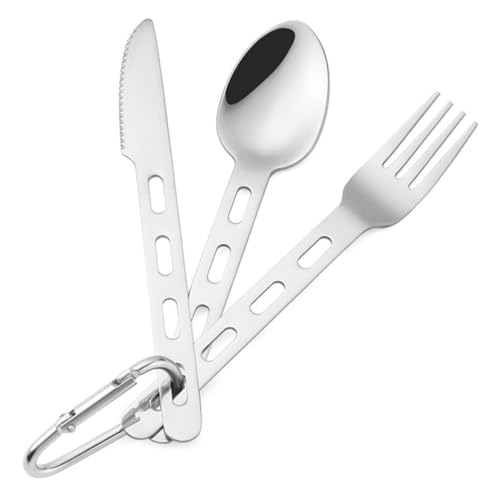 UPKOCH 3 Sätze Besteckset Teiliges Tragbares Campingbesteck mit Karabiner Löffel und Messer für Outdoor Aktivitäten für Reisen und von UPKOCH