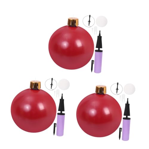 UPKOCH 3 Stück Aufblasbare Weihnachtskugel Teiliges Set Rot Wetterfeste Weihnachtsdekoration Innen und Außen für Festliche Weihnachtsfeier und Garten von UPKOCH