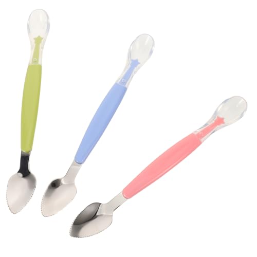 UPKOCH 3 Stück Teiliges Löffel aus Lebensmittelechtem und Enden zum Schaben und Schöpfen Weiche Silikonspitze für Sanftes Füttern Farbige Kindergeschirr Utensilien für Kleinkinder von UPKOCH
