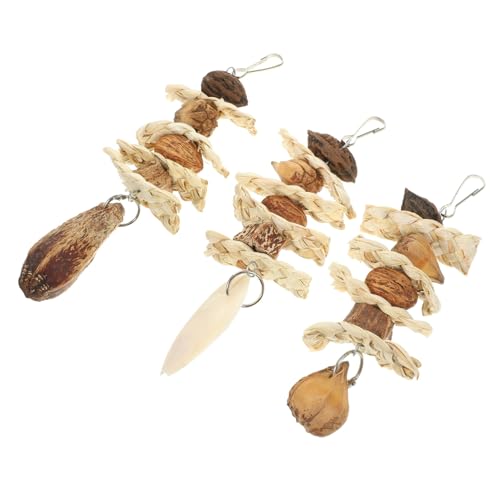 UPKOCH 3 Stück Teiliges Vogel kauspielzeug aus Natürlichem Holz Hängendes Beschäftigungsspielzeug für Papageien und Kleine Vögel Langlebig Sicher für Vogelkäfig und Spielplatz von UPKOCH