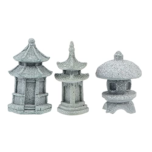 UPKOCH 3 Stücke Japanische Steinlaternen Mini Pagode Statue Asiatische Deko Figuren Garten Skulpturen für Miniatur Gartendeko Aquarium Ornamente Bonsai Micro Landschaft Dekoration Feengarten Zubehör von UPKOCH