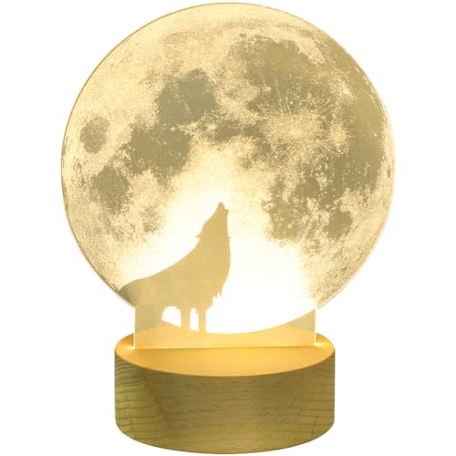 UPKOCH Usb Nachtlicht 3D Tischlampe Mit Acryl Lichtleiterplatte FüR Schlafzimmer Und Kinderzimmer Energiesparende Dekorative Lampe in Khaki von UPKOCH