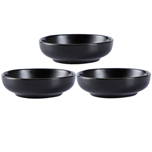 UPKOCH 3pcs Keramik Dipschalen Runde Dippschälchen Servierschalen Obstbehälter Dessert Dipschale Snackschale für Sojasauce Dip (Schwarz) von UPKOCH