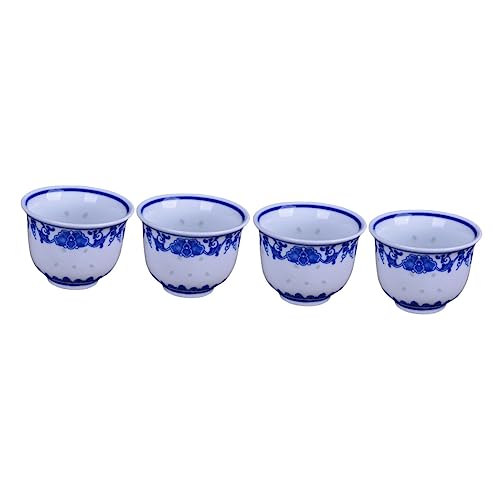 UPKOCH 4 Stück Blaue Und Weiße Porzellantasse Kungfu-teegeschirrzubehör Japanische Teetasse Aus Porzellan Teebecher Aus Chinesischem Porzellan Ochoko-tassen Büro Haushalt Jingdezhen von UPKOCH
