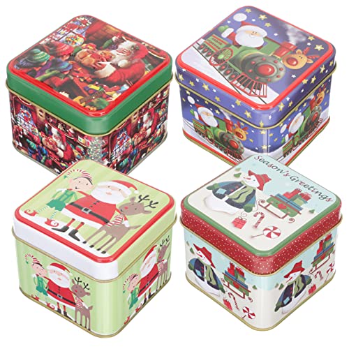 UPKOCH Kerzendosen 4 Stück Box Weihnachten Blechdose Kinder Süßigkeiten Metallbesatz Kinderdekor Keksdosen Weihnachtsaufbewahrungsbox Backboxen Geschenkbox Party Keksdosen Weihnachten von UPKOCH