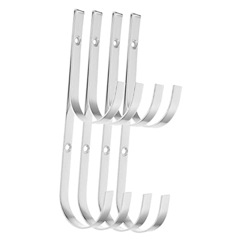 UPKOCH 4 Stück Metall Wandhaken Poolhaken Mehrzweck Garderobenhaken für Schwimmbad Zaun Outdoor Aufbewahrung Robuste Doppelhaken Hohe Tragkraft Silber von UPKOCH