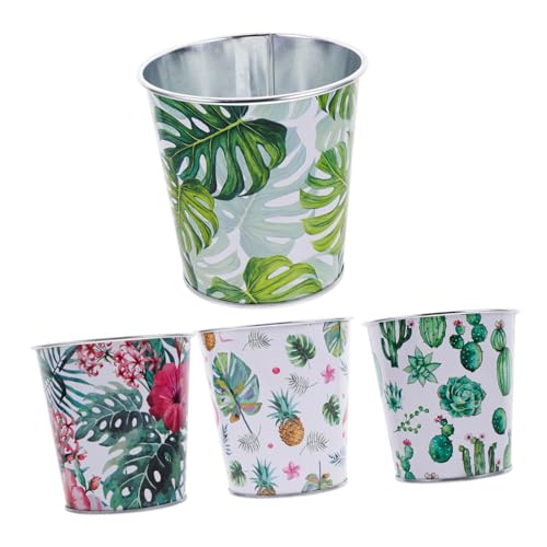 UPKOCH 4 Stück Retro Eisen Blumentöpfe Vintage Pflanzkübel für Balkon Innenbereich Dekoration Robuste Metallkübel mit Glatter Oberfläche für Sukkulenten und Blumenarrangements von UPKOCH