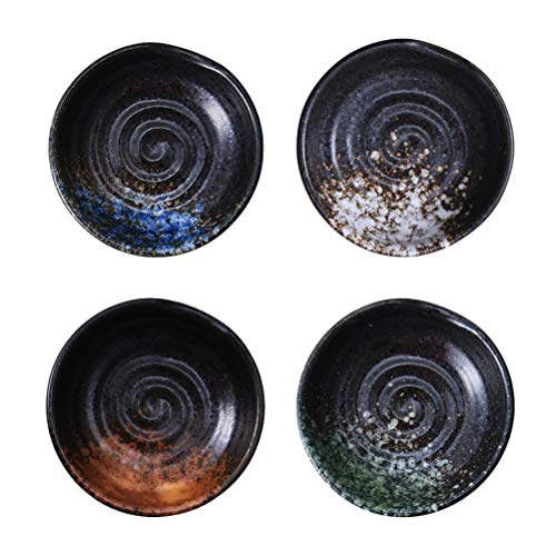 UPKOCH 4pcs Gewürzschalen Keramik japanische dipschälchen japanische Stil Soja Dipping Schalen Kreative Schüssel Retro Servierschalen Mehrzweck Porzellan Beilagenschüssel von UPKOCH