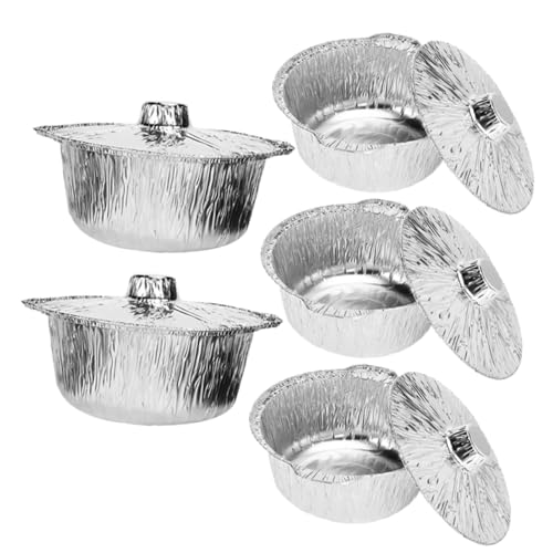 UPKOCH 5 Stück Aluminium Folie Topf für Outdoor Camping Multifunktionale Grillpfannen Lebensmitteltöpfe Picknick Zubehör Tragbar für Grillen und Hochzeiten von UPKOCH