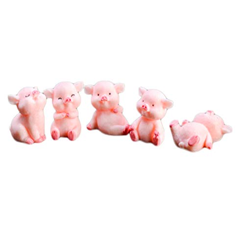 5 Stücke Mini Figur Geburtstag Kuchen Topper Rosa Glücksschwein Tier Dekofigur Tierfiguren Tortenfiguren Miniatur Ornamente für Auto Feengarten Deko Micro Landschaft Dekoration von UPKOCH