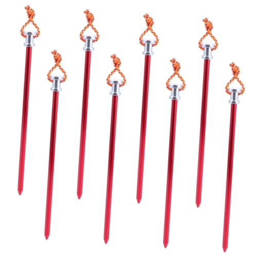 UPKOCH 8 Stück Campingzelt Nagel Groß Heringe Anbindung Camping -Zelt Haken Für Bausatz Schwer Tragbar Tarnung Einsatz Im Freien Extra Einsätze Form Rot Aluminiumlegierung von UPKOCH