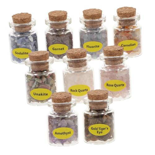 UPKOCH 9 Stück Teiliges Set Kleine Kristallsteine Flaschen Mini Edelstein Wunschflaschen Handlich Leicht Tragbar Dekoration Geschenk Sammlerstücke Schmuckherstellung von UPKOCH