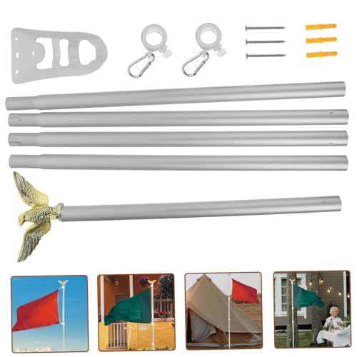 UPKOCH Aluminium Fahnenmast Fach Teleskop aus Rostfreiem Material Wetterfest Windbeständig und Abnehmbar Drehbarer Garten und Haus Flaggenmast Set für Außenbereich von UPKOCH