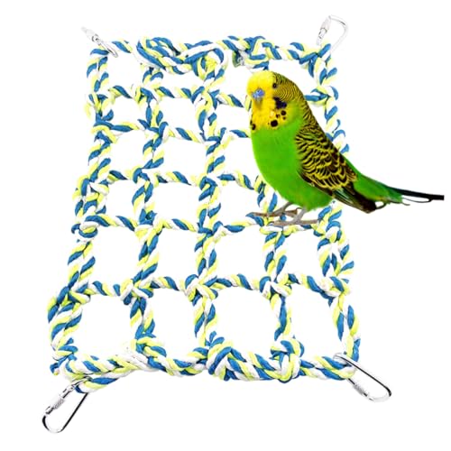 UPKOCH Bunte Kleine Hängematte aus Polyester Robustes Kletternetz für Papageien und Kleintiere mit Metallclips Fördert Bewegung und Krallenpflege im Käfig von UPKOCH