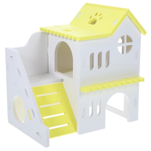 UPKOCH Buntes Hamsterhaus aus Massivem Holz mit Rampe Kleines Versteck für Hamster und Meerschweinchen Spielhaus für Kleintiere Gemütlicher Rückzugsort im Käfig Zubehör für von UPKOCH