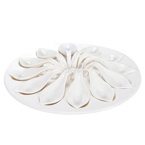 UPKOCH Deviled Egg Tray 12 Loch Eiertablett Deviled Teufelige Eierschale Teufelter Eierteller Eierablage Eierhalter Eierbehälter Serviertablett mit Saucier Löffel für Home Küche Restaurant von UPKOCH