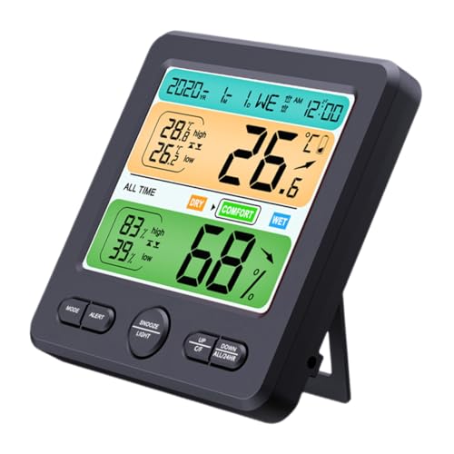 UPKOCH Digitales Thermometer Hygrometer mit Großem Lcd display Präziser Temperatur Feuchtigkeitsmesser für Innenräume Kompakte Tischuhr aus Robustem Abs material für Zuhause und Büro von UPKOCH