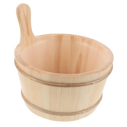 UPKOCH Duschkelle Saunakübel Holzschaufel Saunakübel Mit Schöpfkelle Holzeimer Wasserkelle Für Garten Und Schöpfkelle Holzsaunalöffel Fußsaunaeimer Beige von UPKOCH