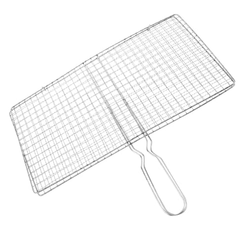 UPKOCH Edelstahl Grillkorb Klappbar mit Griff Bbq Fisch und Gemüse Grillzubehör Hitzebeständig Wiederverwendbar für Kartoffeln Kabobs und Picknick Grillgerichte von UPKOCH
