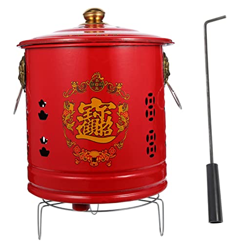 UPKOCH Emaille Papierverbrennungsfass Mit Deckel Robuster Brennkessel Für Gartenabfälle Papiere Und Pappe Vielseitig Einsetzbar Für Entspannte Feuerstellen Im Freien von UPKOCH