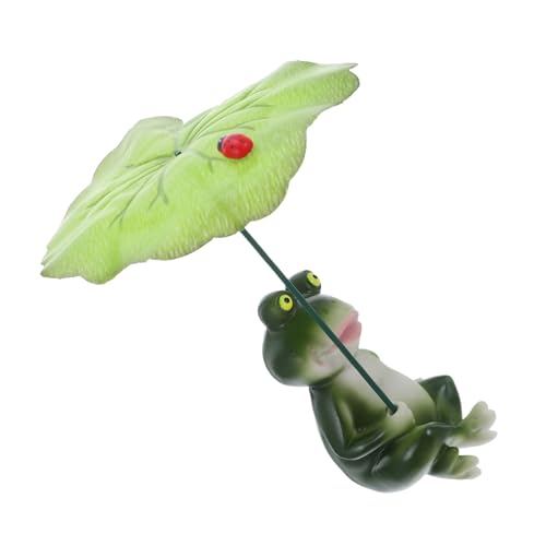 UPKOCH Frosch Gartenfigur Resin Miniatur mit Lotusblatt Wetterfeste Aquarium Dekoration für Teich Schreibtisch und Innenraum Einfache Platzierung Vielseitiger Wohn Gartenschmuck von UPKOCH