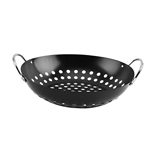 UPKOCH Grillplatte pfannensets pfannkuchenwender Baking Dish grillkörbchen tepaniakygrill Platte Sieb drinnen Holzkohle grillgemüsekorb Multifunktions-Grill-Wok Kohlenstoffstahl Black von UPKOCH