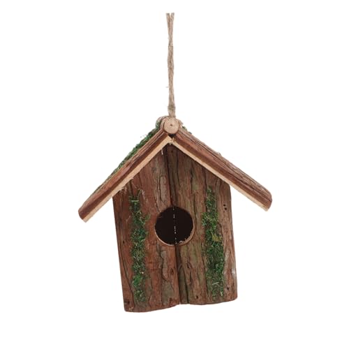 UPKOCH Hängendes Vogelhaus aus Natürlichem Holz mit Baumrinden Rustikaler Garten Nistkasten für Draußen Einfache Optimale Luftzirkulation Dekoratives für Balkone und Parks von UPKOCH