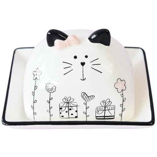 UPKOCH Halter Porzellan Salat Butter Lebensmittel Schön West Behälter Teller Halter Küche Bedeckt Katze Mit Ost Koffer Sicher Organiser Abdeckung Cartoon Dessert Für Keramik von UPKOCH