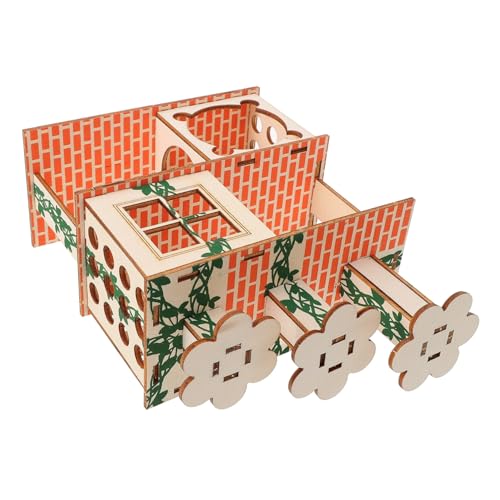 UPKOCH Hamster Holzhaus aus Stabilem Vollholz mit Leiter Mehrkammeriges Kleintierversteck für Innenbereich Langlebiges Meerschweinchen Versteck und Spielhaus Artgerechtes Klettergerüst von UPKOCH